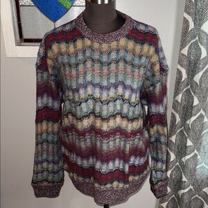 Nazareno Gabrielli Vintage Multicolor Crew Neck Sweater SZ Medium